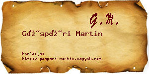 Gáspári Martin névjegykártya